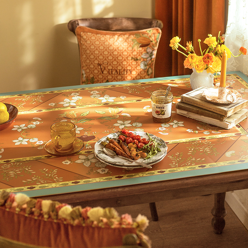 Van Residence Attitude Hand-painted Leather Table Cushion American Tableclom Superior Waterproof Anti-Oil Wash-Proof Tea Table Tabletop Mat