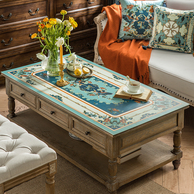 Van Residence Attitude Morning Dawn American Light Lavish Leather Tea Table Cushion Eu Style Tablecu waterproof and anti-wash tea table Gaib