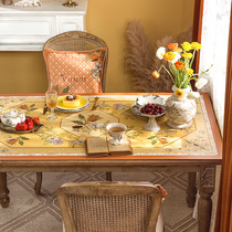 Fanju attitude hand-painted American pastoral table mat Retro light luxury table cloth Water and oil proof leave-in coffee table table mat