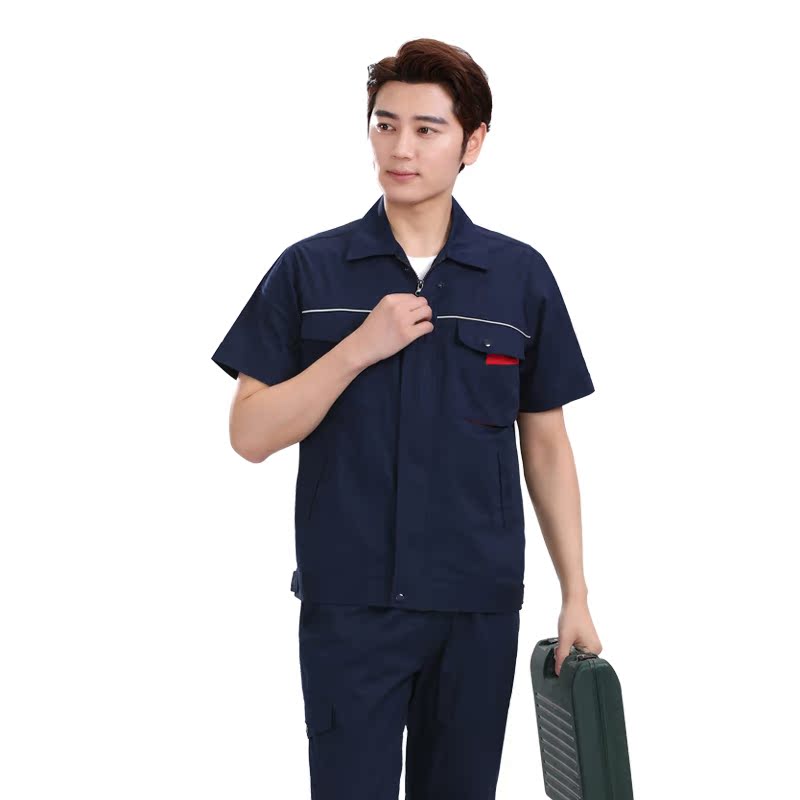 Workwear bộ của nam giới mùa hè mỏng ngắn tay điện cotton hàn chống cháy chống ngọn lửa hàn chịu mài mòn công nhân bảo hộ lao động tùy chỉnh