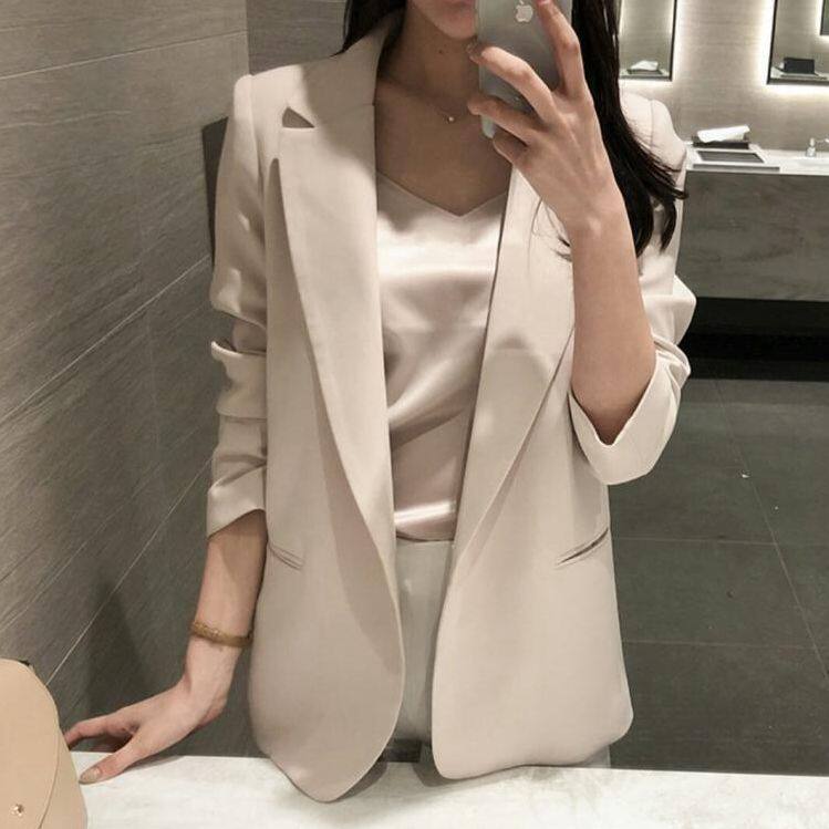 Single buckle suit women's autumn new coat loose Joker BF wind foundation Korea East Gate