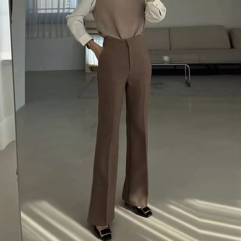 Autumn-winter plus velvet micro-laghed trousers thick western-style pants tightness rear waist conspiculy high 100 hitch a Korean autumn winter new-Taobao