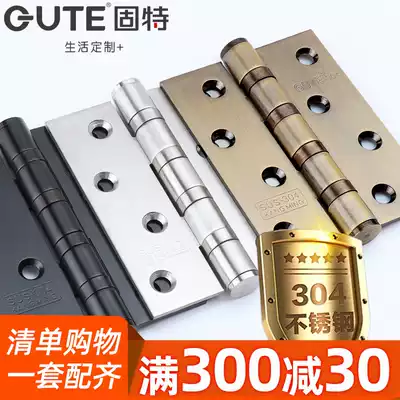 Good room door hinge 304 stainless steel thickened bearing flat open 4 inch silencer silent flat open hinge wooden door hinge
