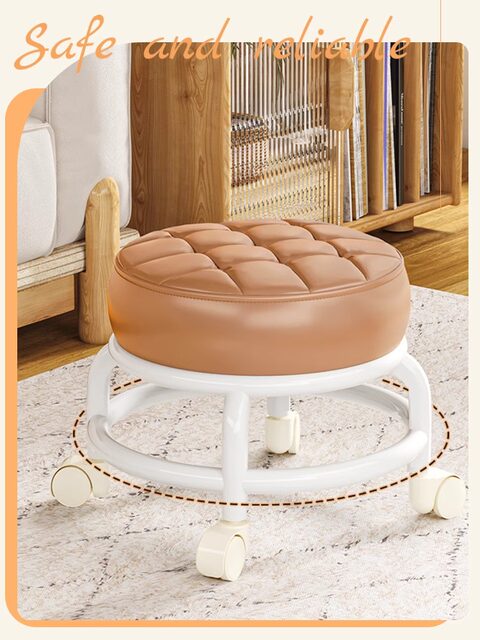 Swivel Caster Small Stool for Home Use, Small Bench with Wheels, Low Stool for Living Room, Shoe-Changing Stool, Mobile Sitting Stool, Plastic Chair