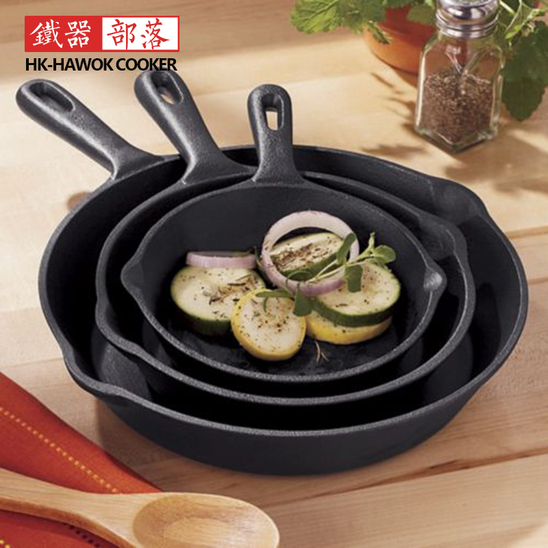 Iron instrumental tribe outlet cast iron frying pan without coating without dipping flat bottom pan Pan-fried Pan Breakfast Pan Multi-Size Optional