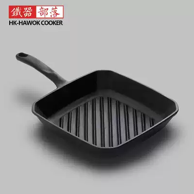 Cast iron steak frying pan special striped frying pan non-coated pan thick single handle non-stick gas induction cooker