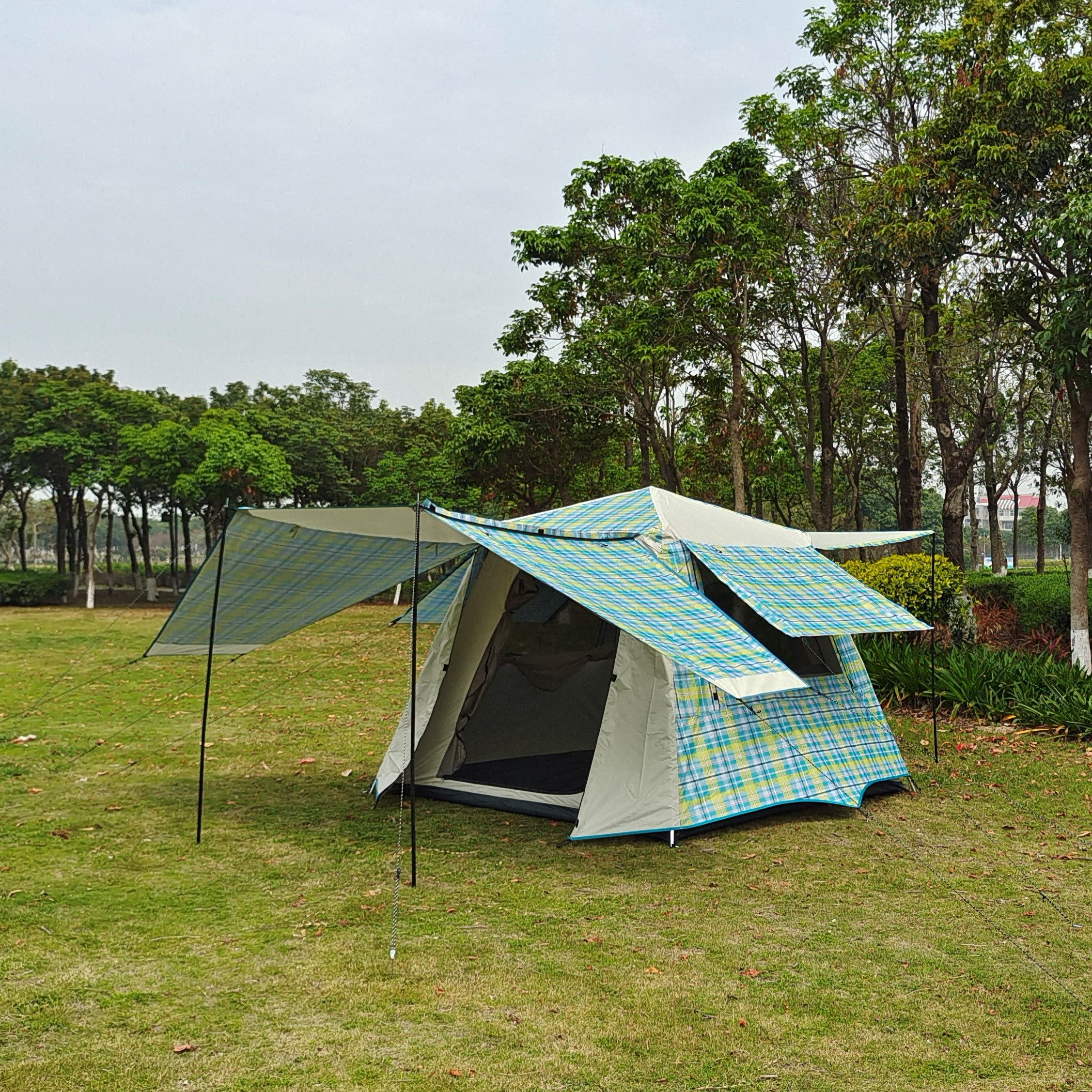 Tent outdoor 3-4 people fully automatic quick-opening double-layer thickening rainstorm-proof family field camping canopy convenient