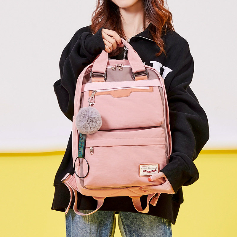 School Bag Girl Han Edition High School Student Ulzzang Canvas Shoulder Bag Early Birth Campus Donuts Doughnut Double Shoulder Bag Woman