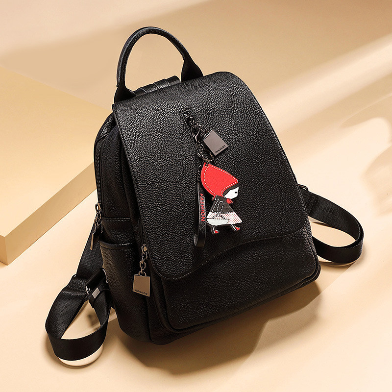 Leather back backpack female 2021 new Korean version of the wild fashion trend anti-theft casual women soft leather backpack female