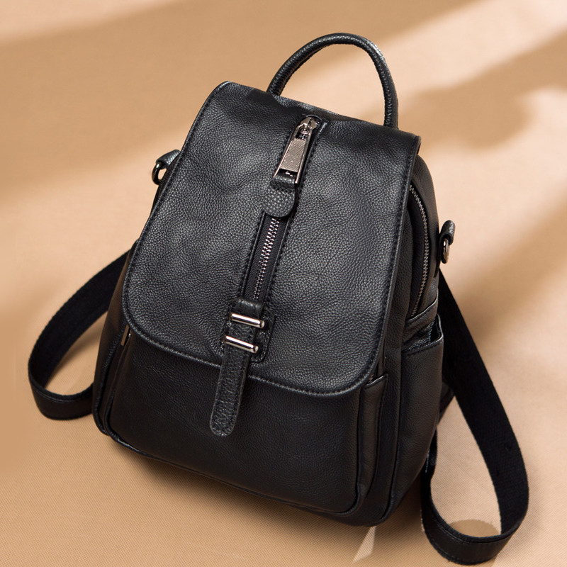 Real leather rear shoulder bag woman 2022 new Korean version 100 lap fashion wave burglar-proof dual-use cow leather soft leather lady bag