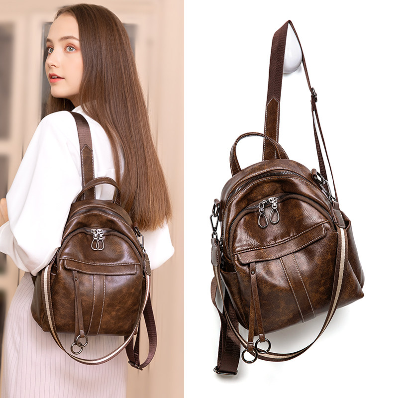 Double Shoulder Bag Women's Bag 2022 New Trends 100 Hitch Fashion 2021 Foreign Pie Brand Bull Leather Genuine Leather Lady Bag