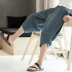 Quần lửng nam mỏng mảnh thủy triều cỡ lớn thường phục hậu cung vải lanh 7 bảy quần xu hướng cotton và lanh năm điểm quần short - Quần short quần lót nam thun lạnh Quần short