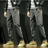 Трендовые утепленные вельветовые спортивные штаны для отдыха, в корейском стиле, свободный крой