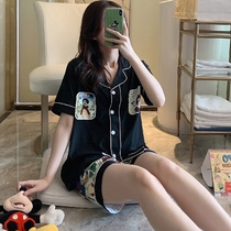 Korean Snow White Pajamas Womens Summer Short Sleeve Thin Cardigan Cartoon Student Spring and Autumn Home Clothes Set Outside