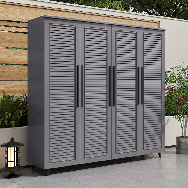 Aluminum Alloy Courtyard Outdoor Storage Cabinet Balcony Sun Protection Waterproof Cabinet Garden Cleaning Tool Room Outdoor Storage Cabinet