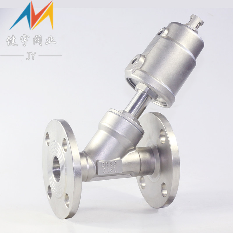 304 stainless steel pneumatic flange angle seat valve y-type plastic head pneumatic angle seat valve all steel head steam angle seat valve 15