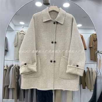Mid-length large size loose woolen coat korean style
