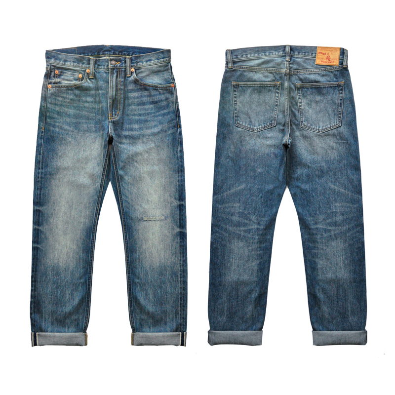 Dip-Dyed 308Xx Red Selvedge Straight-Leg Slightly Washed Jeans for Men, Xinjiang Cotton, Japanese Retro Amekaji Style Dip-Dyed 308Xx Red Selvedge Straight-Leg Slightly Washed Jeans for Men, Xinjiang Cotton, Japanese Retro Amekaji Style