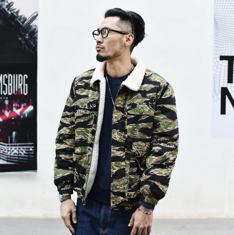 Dipping Sauce Tiger Print Double Sided Jacket Plus Suede Casual Jacket Jacket Men's Jacket 2019 New Fit