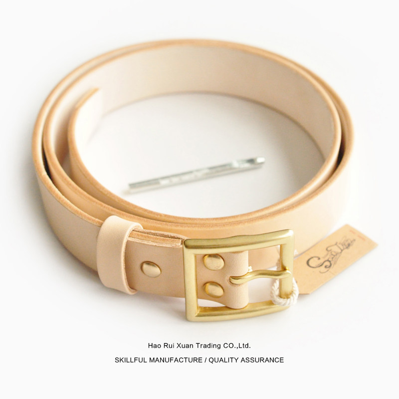 (DIP SAUCE)NARROW-EDGED COWHIDE VEGETABLE-TANNED LEATHER BELT ITALIAN HEAD layer COWHIDE BELT 4MM BRASS HEAD