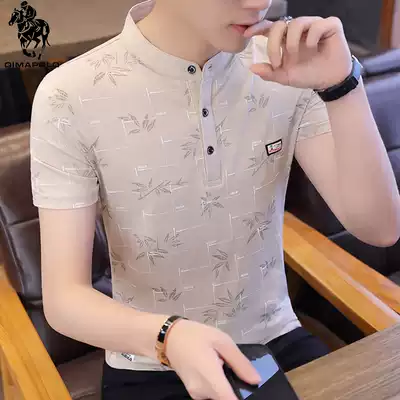 Ralph middot Lauren Polo flagship store official summer men's short-sleeved T-shirt stand-up collar polo shirt slim Korean half-sleeved T-shirt men's