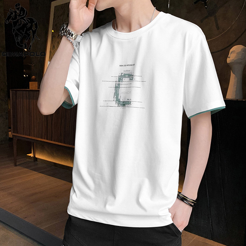 Ralph midot Lauren polo summer new men's short-sleeved t-shirt 2021 ice silk T-shirt men's round neck Korean version of the trend half-sleeve T-shirt men's trend