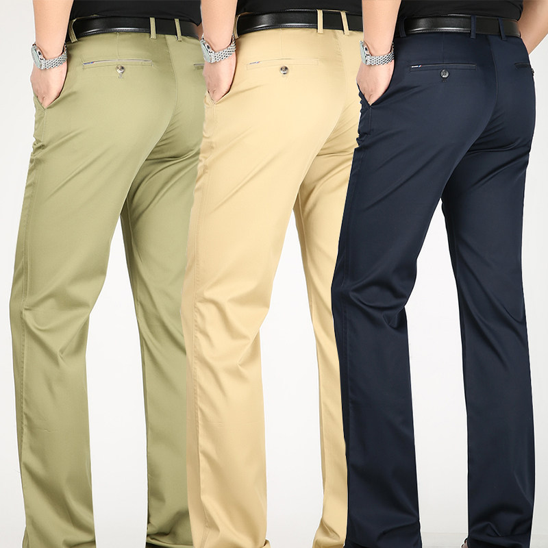 Rav Laurenma Ball Flag Ship Shop Official Skyline casual pants Men's straight cylinder loose elastic male pants middle-aged Summer thin Western pants