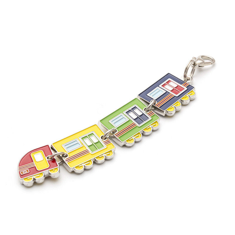 Metal Upscale Creative Cartoon Photos Small Train Key Buttonnet Red Creative Pu Metal Diy Set As Keychain
