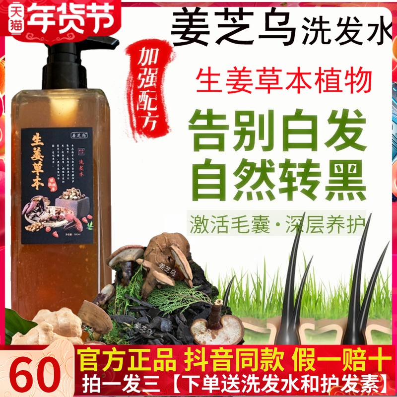 Ginger Zhi Wu Herbal Ginger Shampoo He Shou Wu White Hair Materia Medica Anti-Shedding Ginger Juice Flagship Store Of Lideni