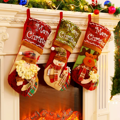 Рождественские декоративные принадлежности Santa Claus Smooth Носки носки носки рождественская елка подвеска рождественские запасы подарочные пакеты рождественские сумки