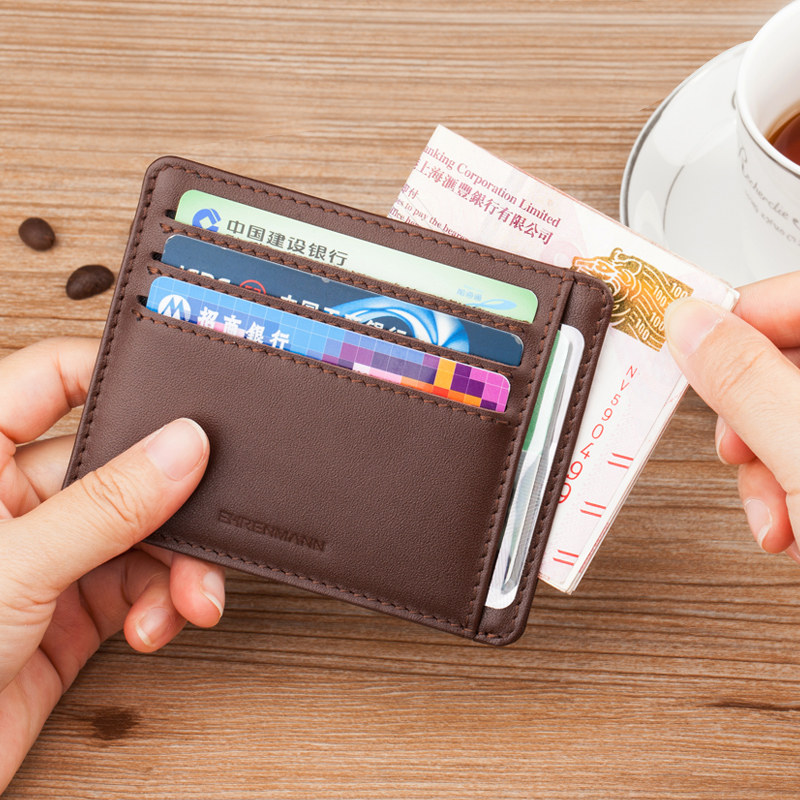 Card Bag Men And Women Slim Mini Mini-Wallet Cards Bag Driving License Leather Cover Multi-Position Large Capacity