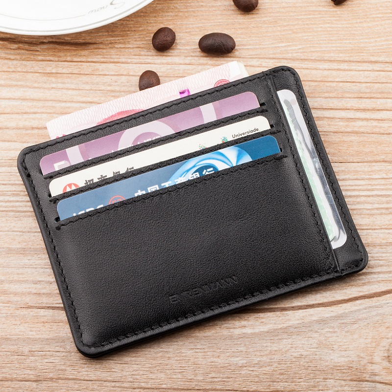 Ehrenmann Ka Bag Men's Ultra Slim Niu Leather Card Bag Card Clip Men's Leather Wallet