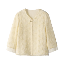 のxiaohange Floating Light Gold Foil Yarn Flower Silk Acetate Lined Fairy Short Jacket WTG665335AG