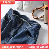 の笑Cong Pavilion lace-waved broad-legged jeans spring loose pure cotton 2020 new KZ22216AG