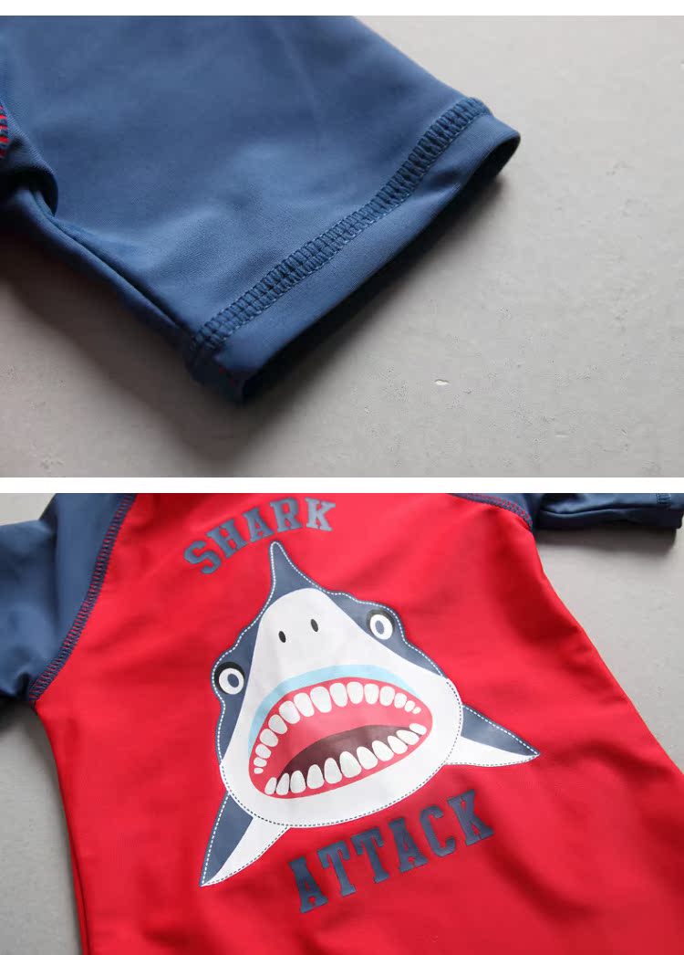 Đồ bơi mới cho bé trai Hàn Quốc Shark Baby Baby Anti-UV50 + Kem chống nắng Sấy khô nhanh Bộ đồ lướt sóng ấm áp - Bộ đồ bơi của Kid ao boi tre em
