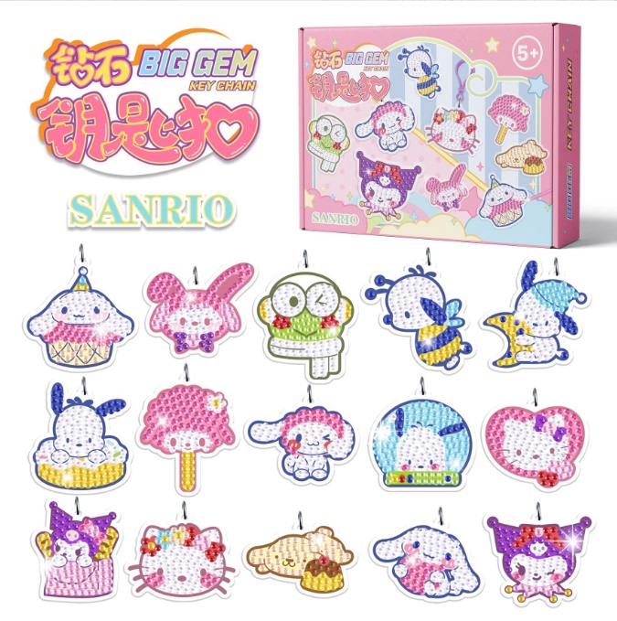 Sanrio Strawberry Bear Kuromi 5D Diamond Painting Cartoon Pendant Eco-Friendly Material Kit Children's DIY Diamond Painting Keychain Sanrio Strawberry Bear Kuromi 5D Diamond Painting Cartoon Pendant Eco-Friendly Material Kit Children's DIY Diamond Painting Keychain