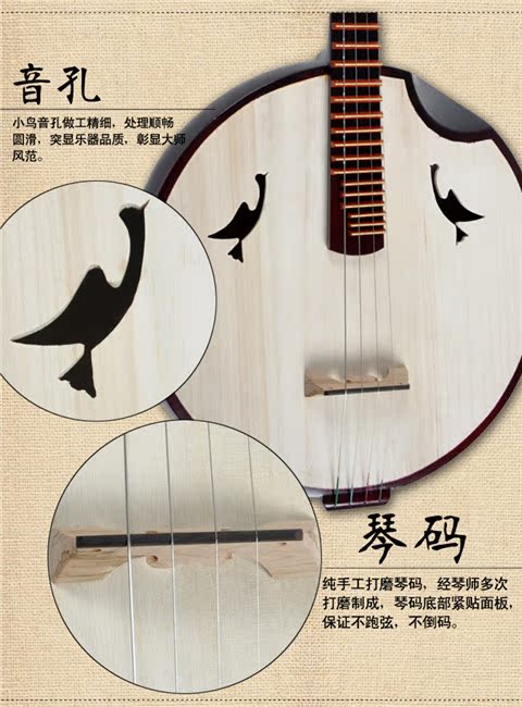 Gỗ cứng hoa chuyên nghiệp Trung Quốc nhổ nhạc cụ cụ bằng gỗ gụ đồng tặng quà hộp dây đàn nhị hồ