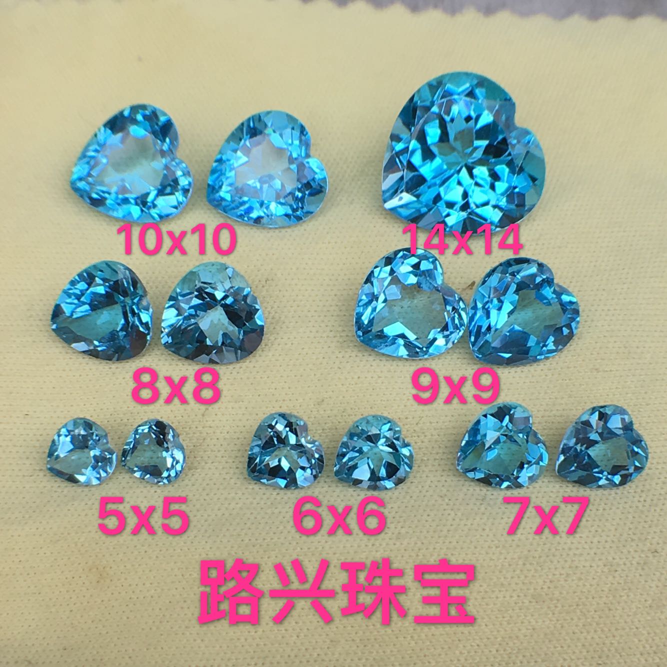 Thailand cut natural Swiss blue topaz bare stone ring face colored gemstone heart-shaped processing jewelry