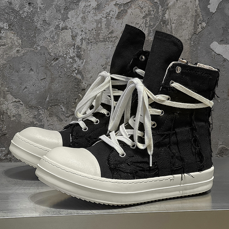 2026 New Style Ro Tassel Distressed High-Top Canvas Shoes for Men and Women, Thick-Soled Height-Increasing Sneakers, Couple Casual Short Boots