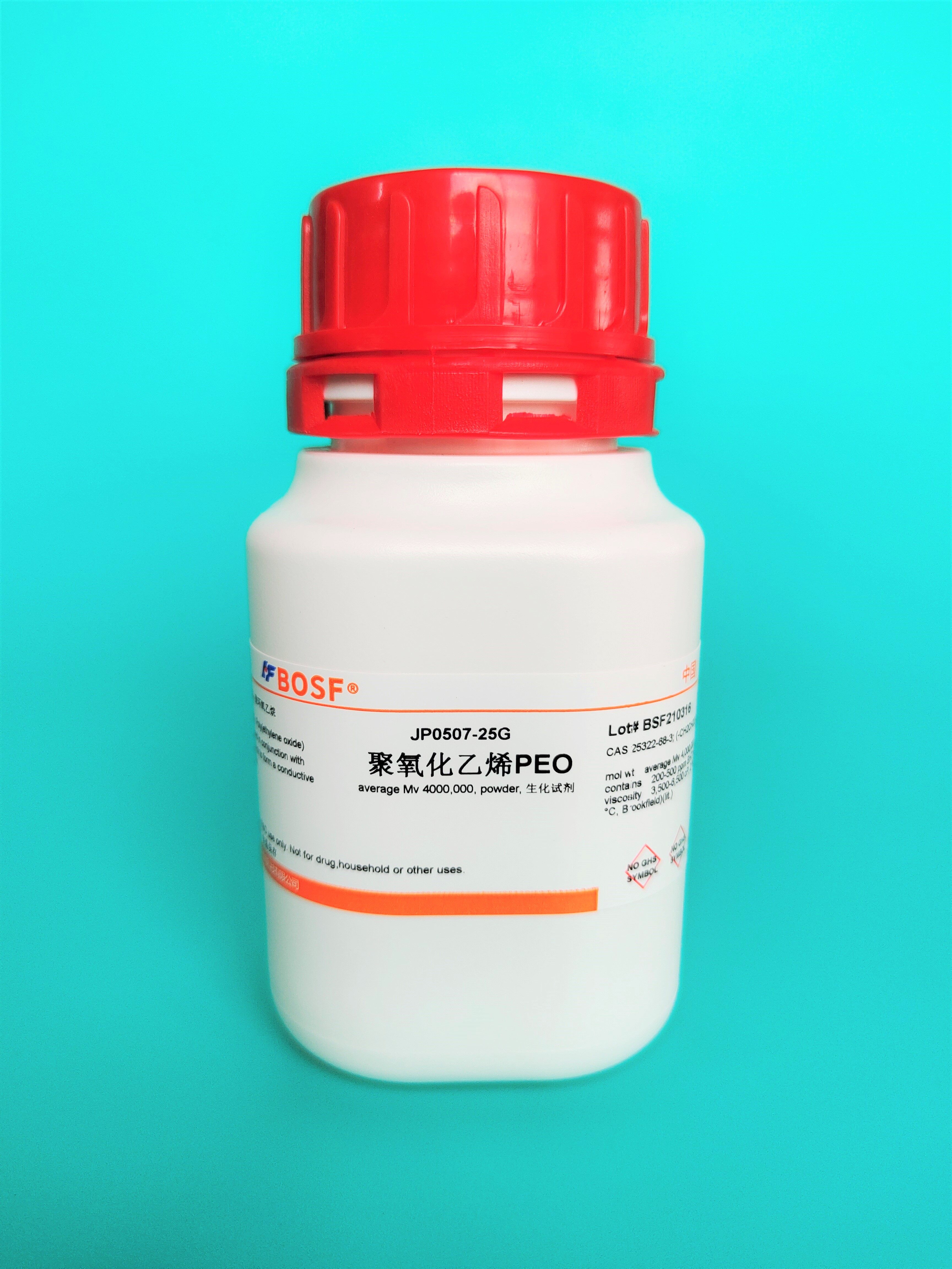 Scientific research reagent Polyethylene oxide PEO (molecular weight 4 million) PEO 25g 100g
