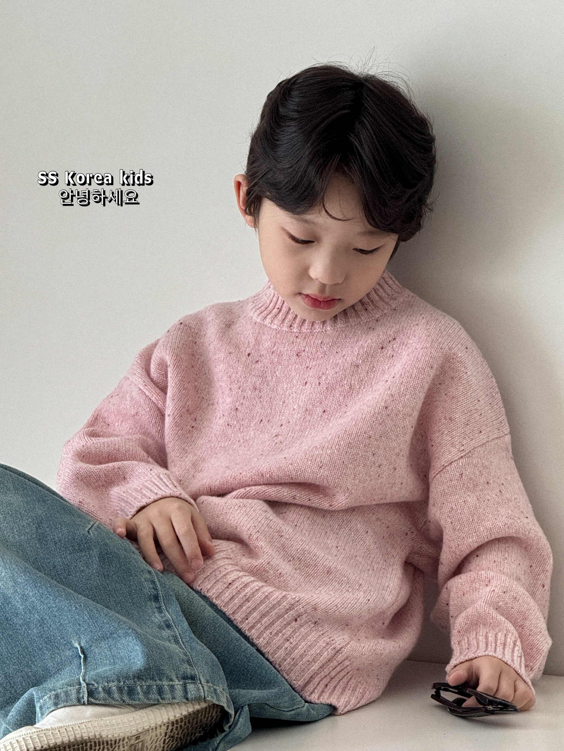 カウンターソリッド子供服フルウールカラードットボーイセーター2025新しい子供秋冬服ボーイセーター