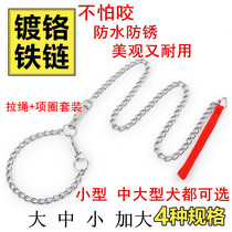 Iron chain P chain dog leash collar set bite-resistant dog chain Teddy small medium dog golden hair rope supplies