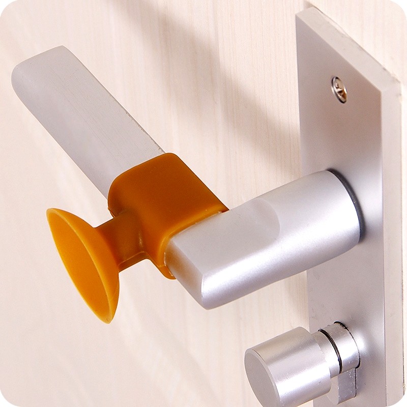 Suction cup type no-punch door suction creative door handle glove soft silicone door handle anti-collision pad door lock silencer sleeve