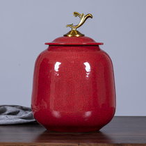 Jingdezhen household moisture-proof and insect-proof sealed ceramic rice vat rice barrel storage tank with lid 25 catties flour cylinder