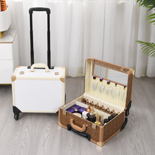 Professional trolley makeup box and makeup artist for beauty, nail, eyelash, large capacity, mirror, eyebrow tattoo, specialized embroidery tool