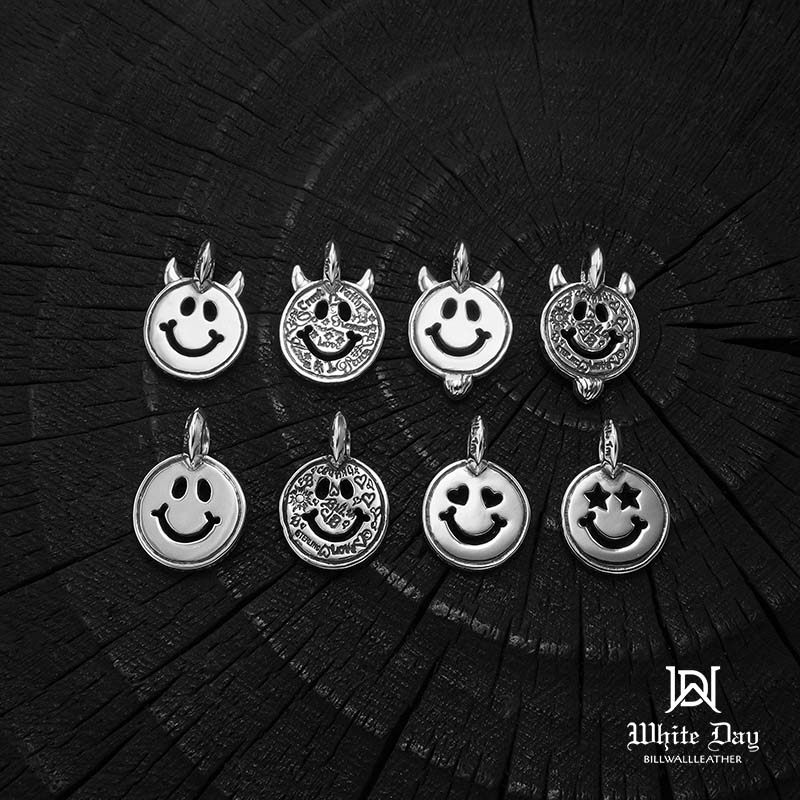 BWL authorized BillWallLeather 925 silver handmade silver jewelry basic smiley face pendant