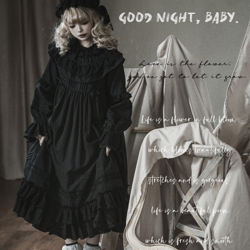 Черный good night op национальный бренд оригинальный классический темно-готический стиль кукла sense Lolita Лолита жаккардовый хлопок Бесплатная доставка Изображение 1