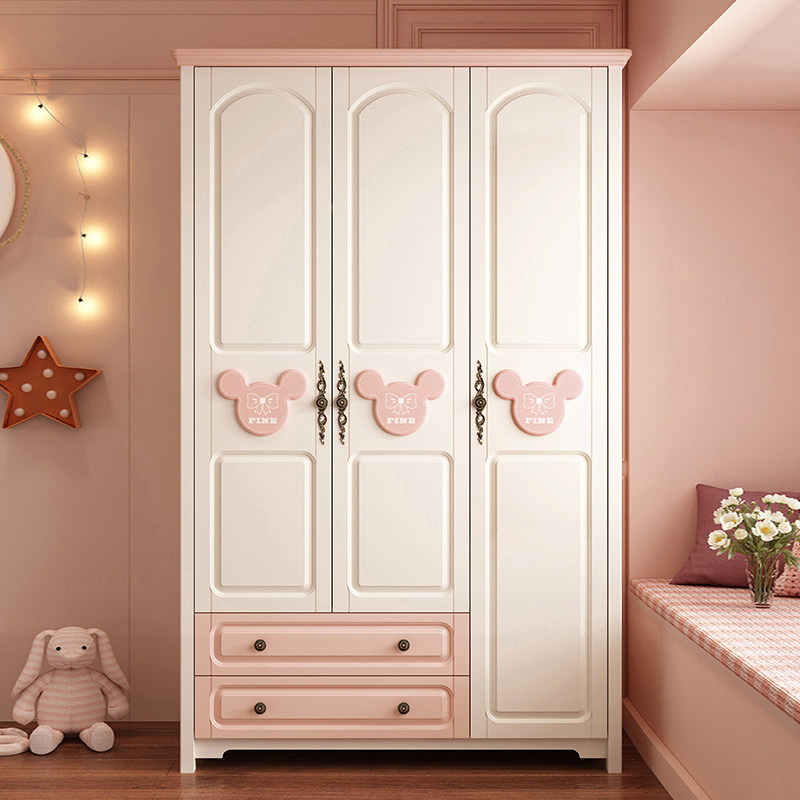 Wardrobe Board Wood Girl Child Bedroom Matching Triple Door Locker Pink Brief Kid Cartoon 2 Door Cabinet Girl-Taobao