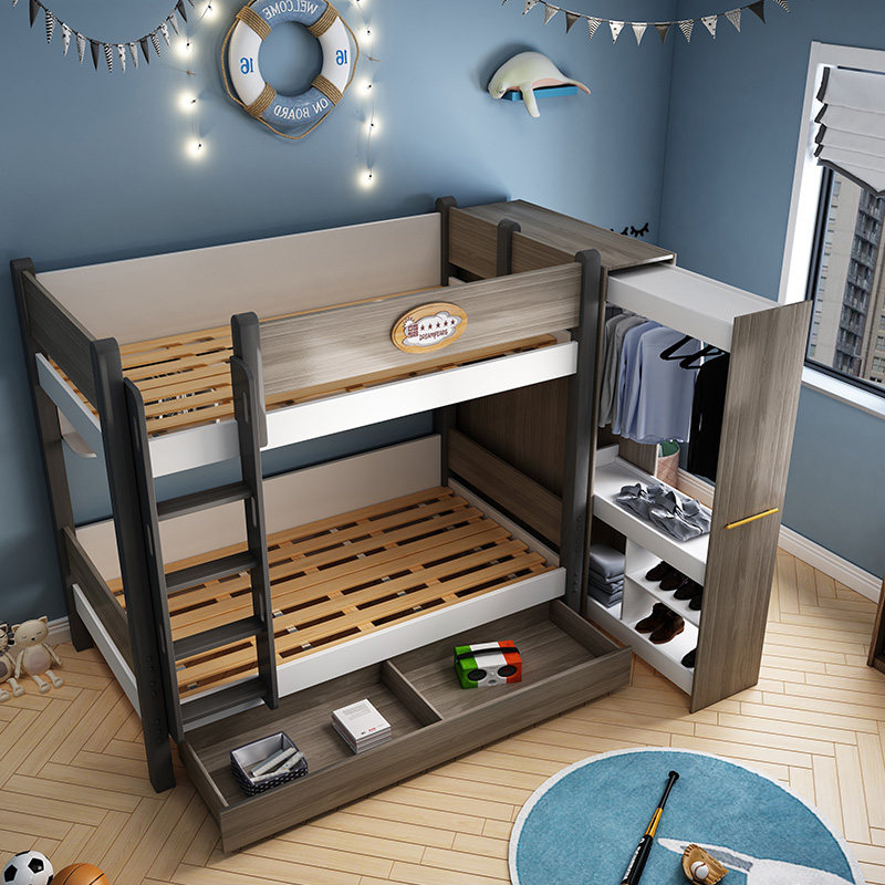 Bunk bed two-story bunk bed 1 meter with the same width for students boys and girls multi-functional children's modern minimalist small apartment