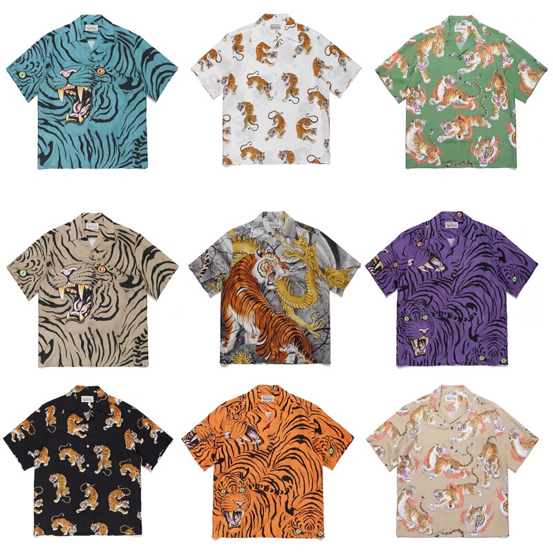 Jiangxin 22Ss Cloud Tiger Pattern Tim Lehi Hawaiian Rayon Tiger Hawaiian Short Sleeve Shirt